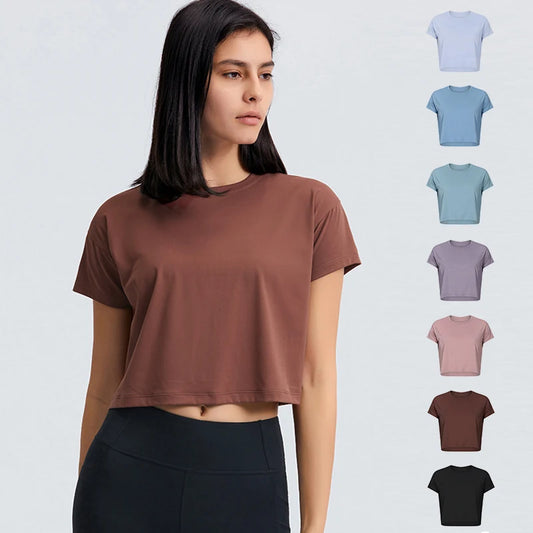 Loose Blouses Women Seamless Sport Crop Top