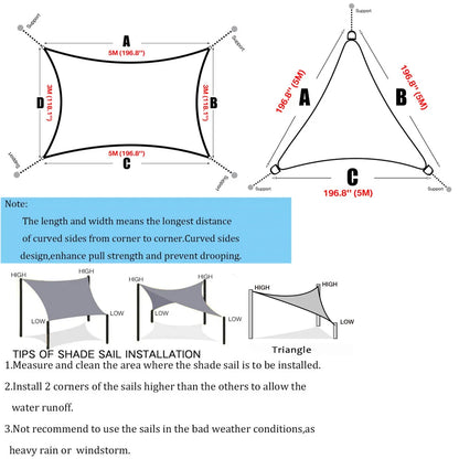 Triangle Sun Shade Sail Canopy