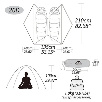 2 Person Waterproof Ultralight Travel Tent