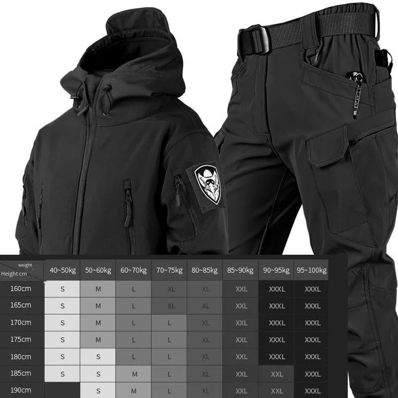 Outdoor Shark Skin Warmth Jackets Pants Set