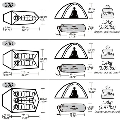 3-Person Ultralight Camping Waterproof Tent